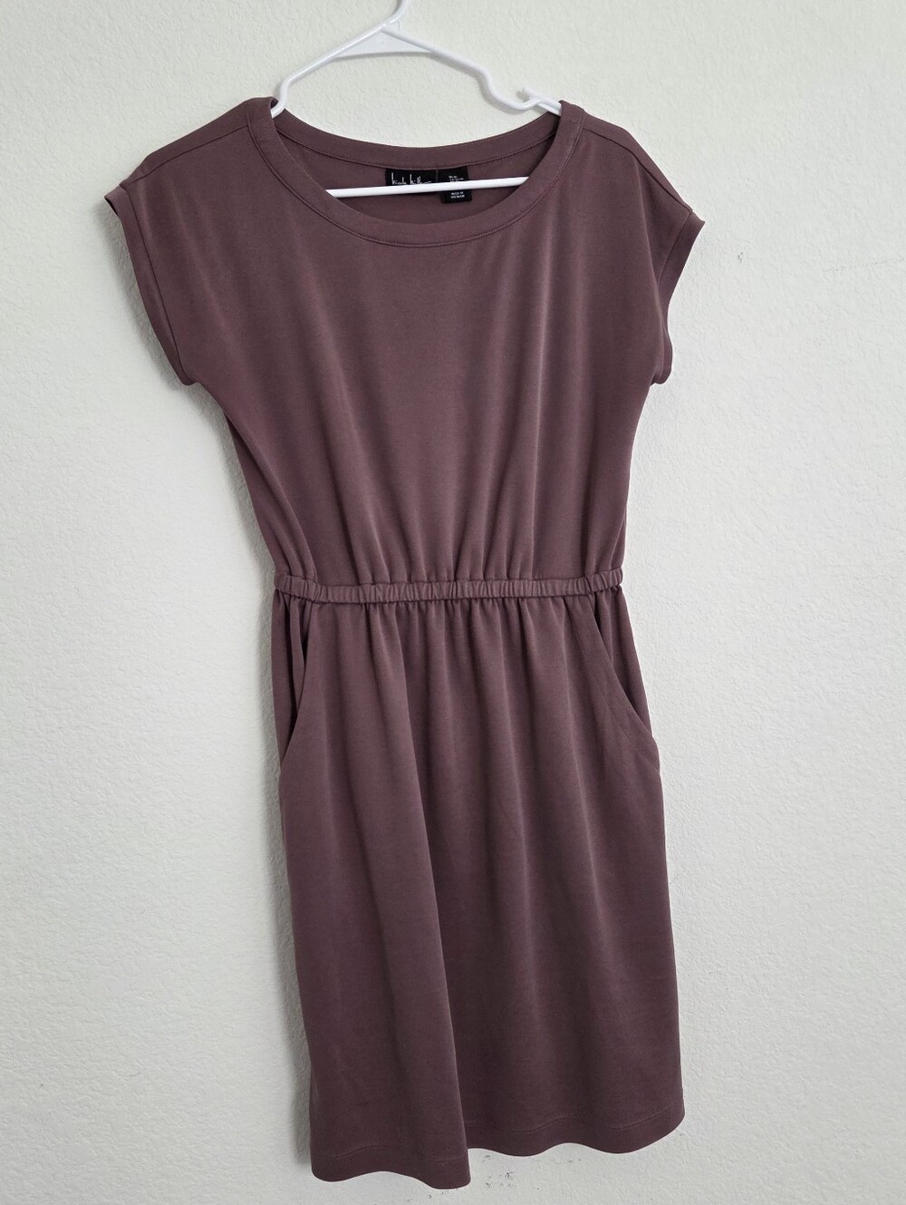 Nicole Miller Mauve Short-Sleeve Elastic-Waist Mini Dress Size XS